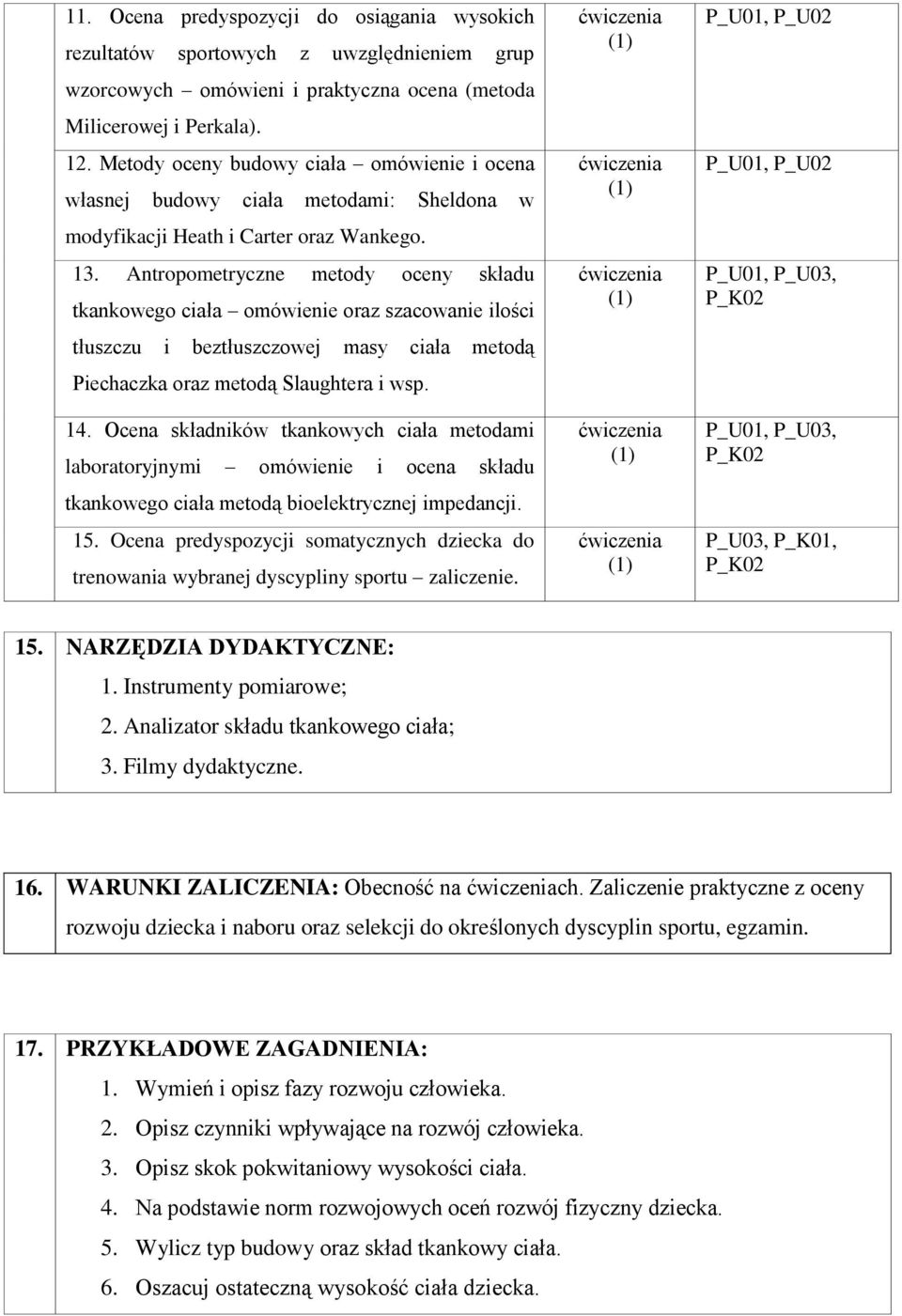 Antropometryczne metody oceny składu tkankowego ciała omówienie oraz szacowanie ilości tłuszczu i beztłuszczowej masy ciała metodą Piechaczka oraz metodą Slaughtera i wsp. 14.