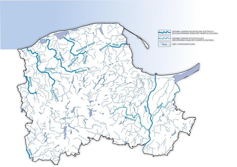 KORYTARZE WĘDRÓWKOWE RYB OPRACOWANIE WŁASNE NA PODSTAWIE: Ocena potrzeb i priorytetów udrożnienia