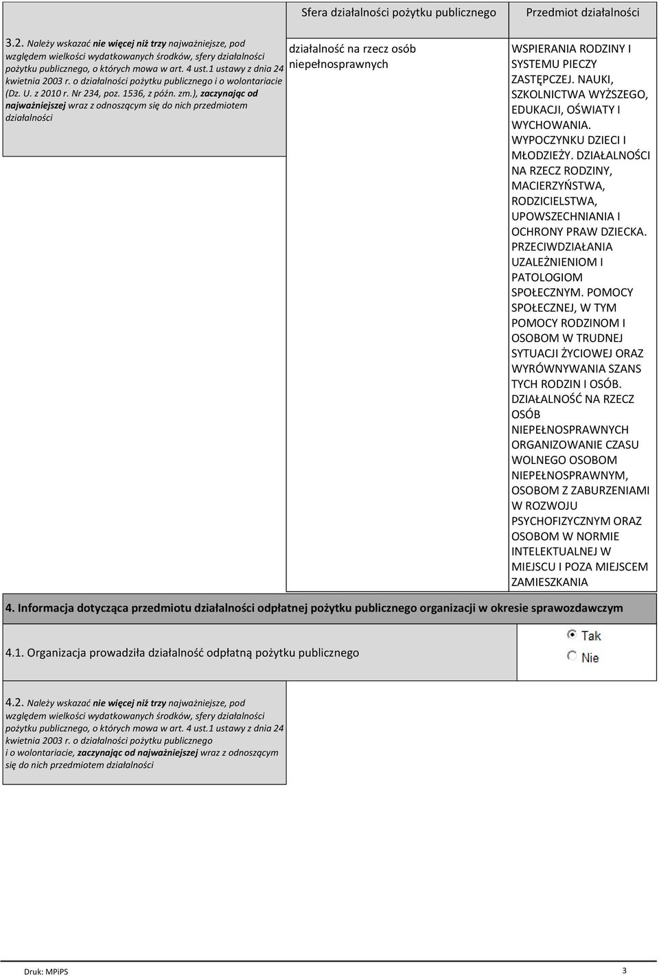 o działalności pożytku publicznego i o wolontariacie (Dz. U. z 2010 r. Nr 234, poz. 1536, z późn. zm.