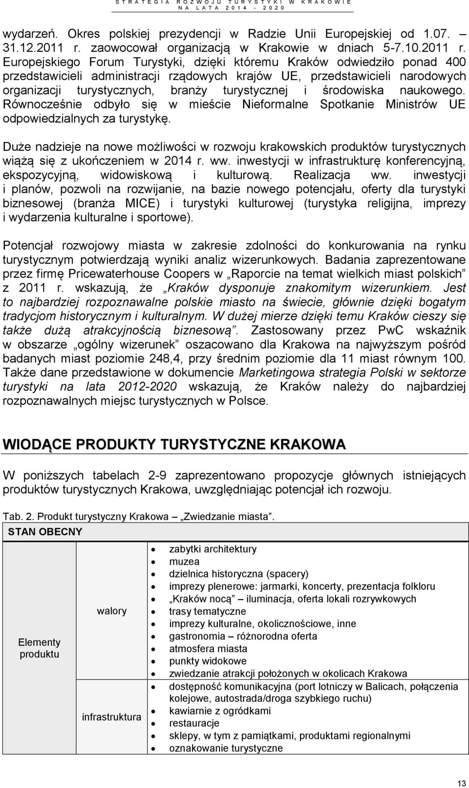 Europejskiego Forum Turystyki, dzięki któremu Kraków odwiedziło ponad 400 przedstawicieli administracji rządowych krajów UE, przedstawicieli narodowych organizacji turystycznych, branży turystycznej