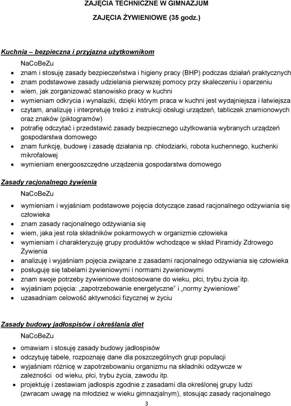 skaleczeniu i oparzeniu wiem, jak zorganizować stanowisko pracy w kuchni wymieniam odkrycia i wynalazki, dzięki którym praca w kuchni jest wydajniejsza i łatwiejsza czytam, analizuję i interpretuję