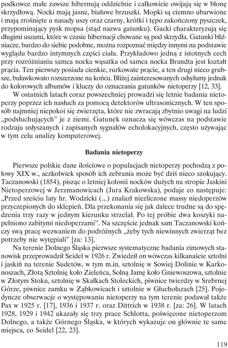 Gacki charakteryzują się długimi uszami, które w czasie hibernacji chowane są pod skrzydła.