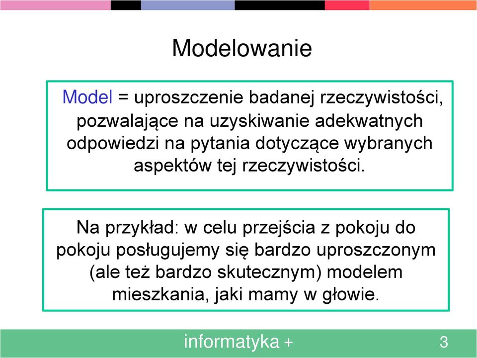 Na przykład: w celu przejścia z pokoju do pokoju posługujemy się bardzo