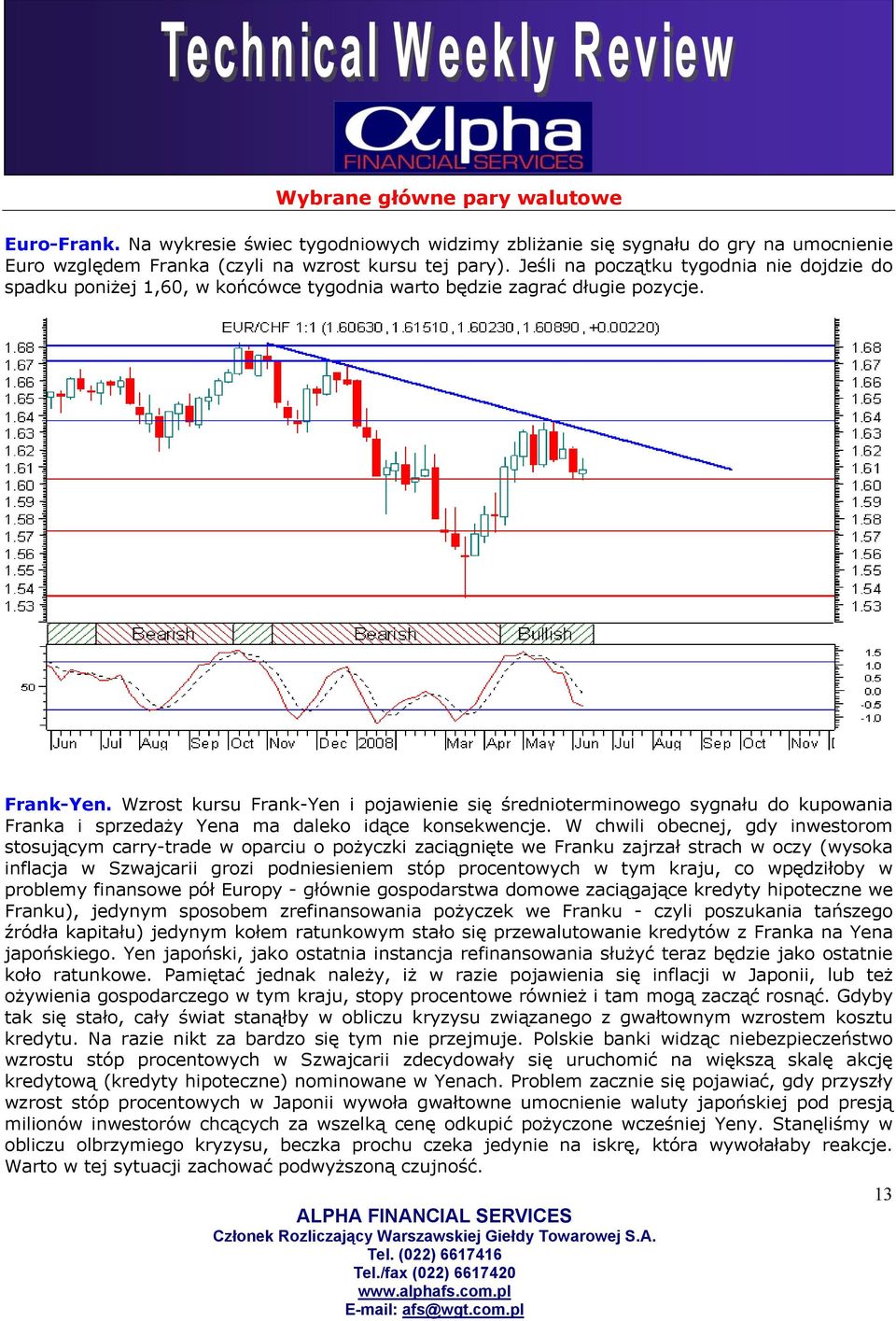 Wzrost kursu Frank-Yen i pojawienie się średnioterminowego sygnału do kupowania Franka i sprzedaży Yena ma daleko idące konsekwencje.