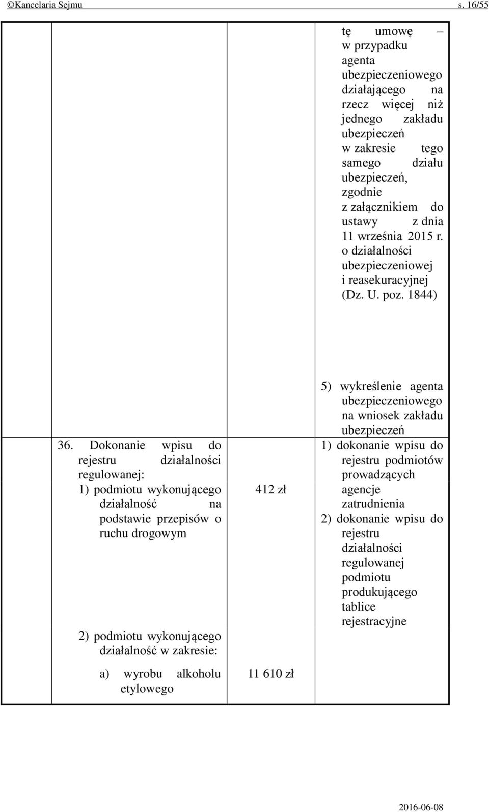 11 września 2015 r. o działalności ubezpieczeniowej i reasekuracyjnej (Dz. U. poz. 1844) 36.