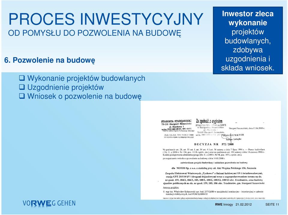 projektów Wniosek o pozwolenie na budowę Inwestor zleca