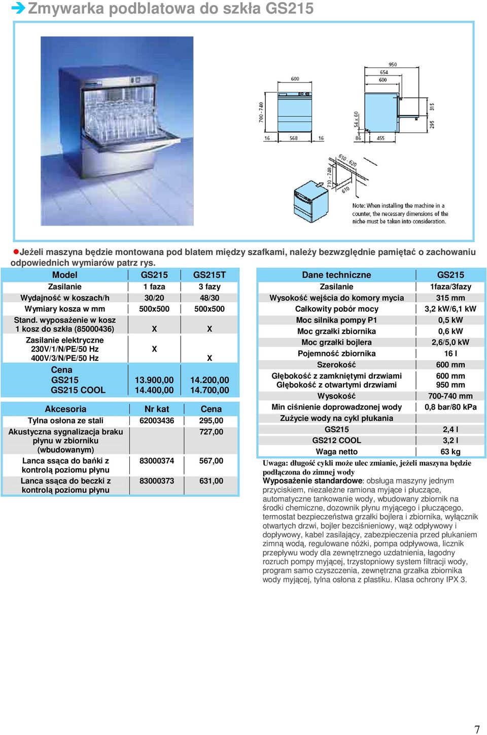 Całkowity pobór mocy 3,2 kw/6,1 kw Stand.