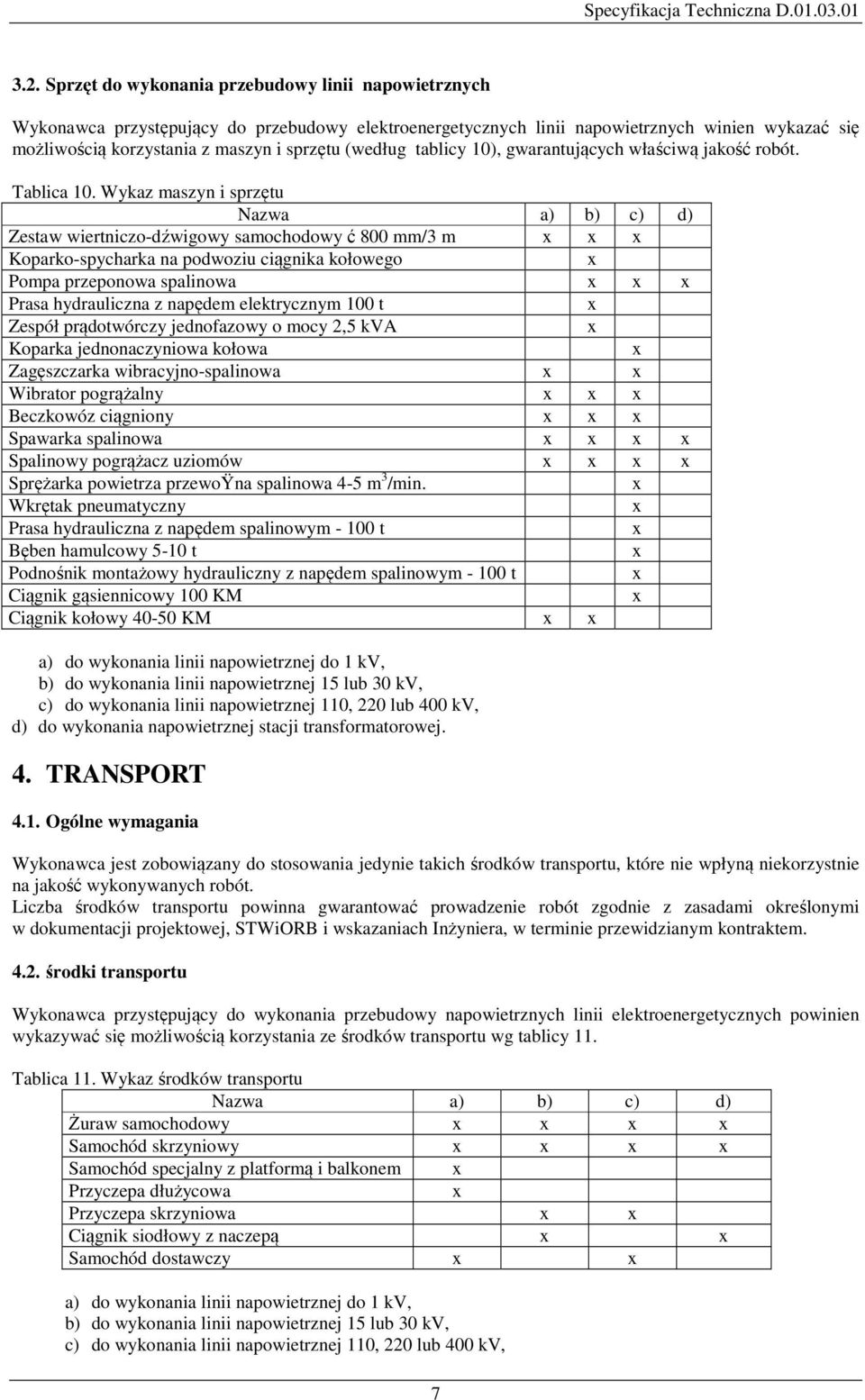 (według tablicy 10), gwarantujących właściwą jakość robót. Tablica 10.