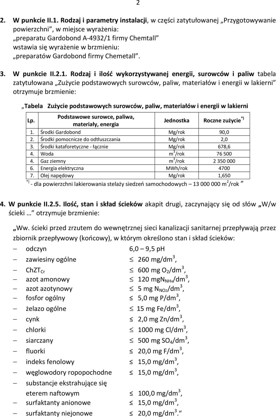Gardobond firmy Chemetall. 3. W punkcie II.2.1.