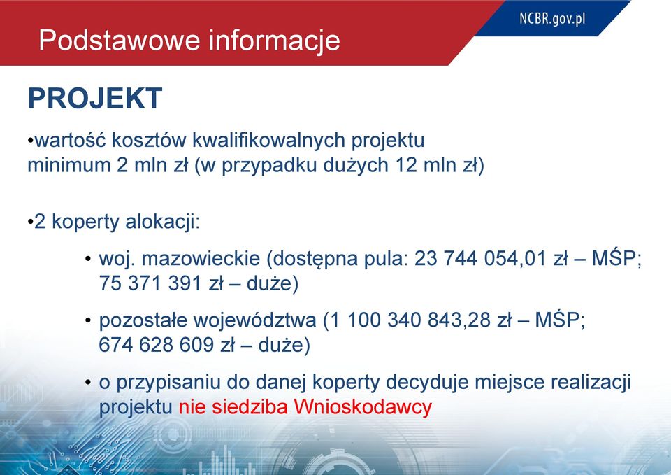 mazowieckie (dostępna pula: 23 744 054,01 zł MŚP; 75 371 391 zł duże) pozostałe