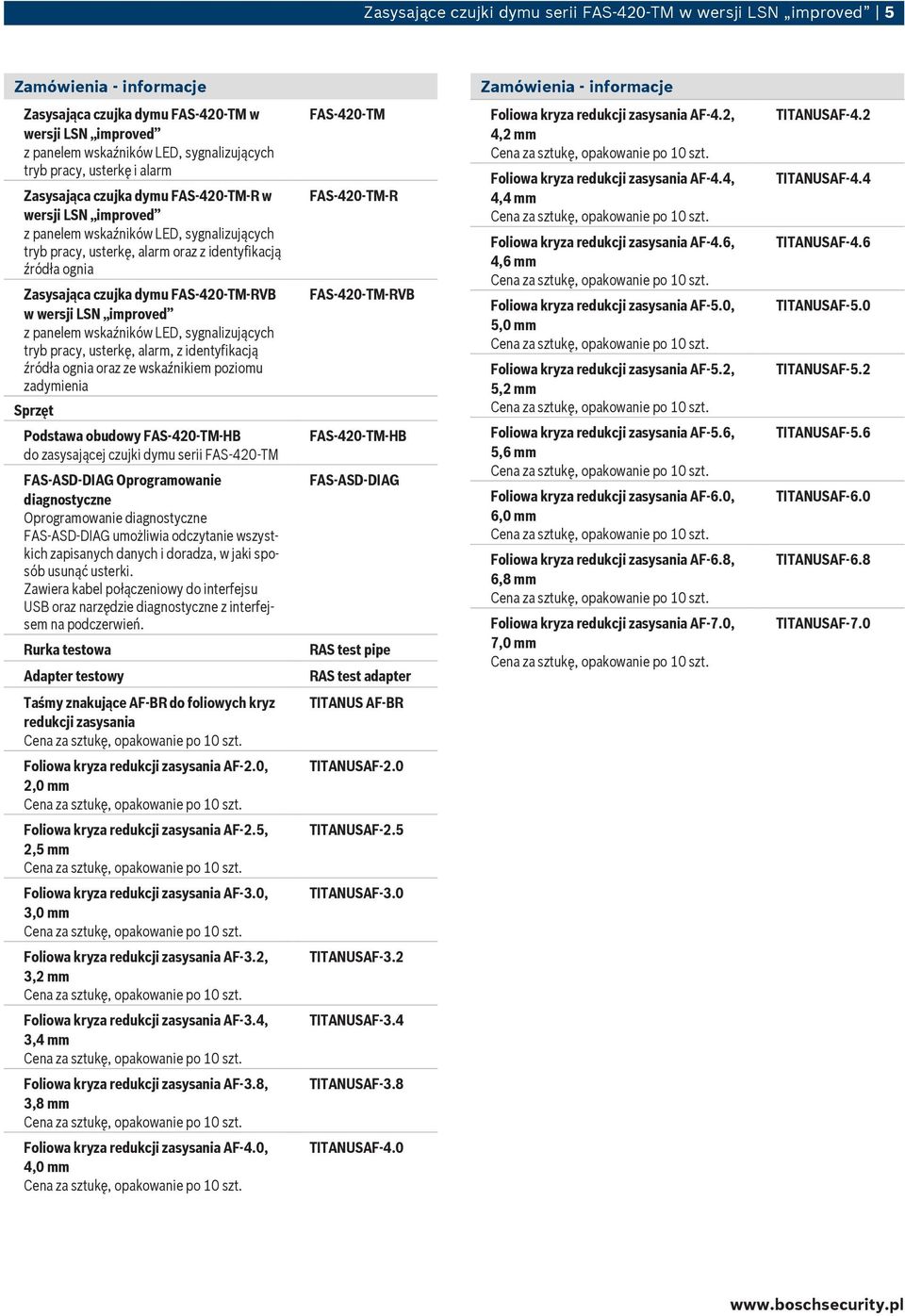 ognia Zasysająca czujka dymu FAS-420-TM-RVB w wersji LSN improved z panelem wskaźników, sygnalizujących tryb pracy, usterkę, alarm, z identyfikacją źródła ognia oraz ze wskaźnikiem poziomu zadymienia