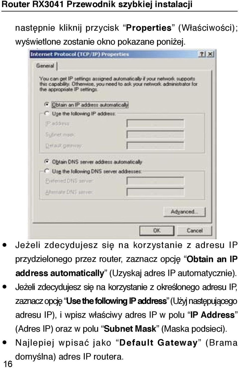 IP automatycznie).