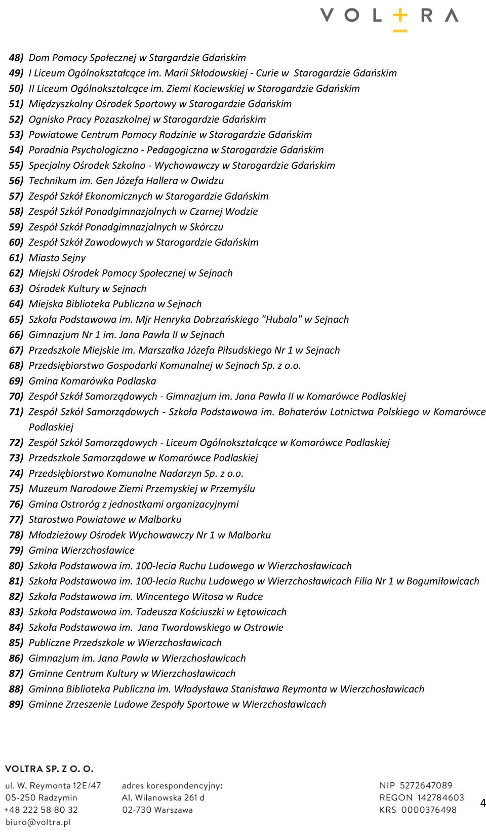 Starogardzie Gdaoskim 54) Poradnia Psychologiczno - Pedagogiczna w Starogardzie Gdaoskim 55) Specjalny Ośrodek Szkolno - Wychowawczy w Starogardzie Gdaoskim 56) Technikum im.