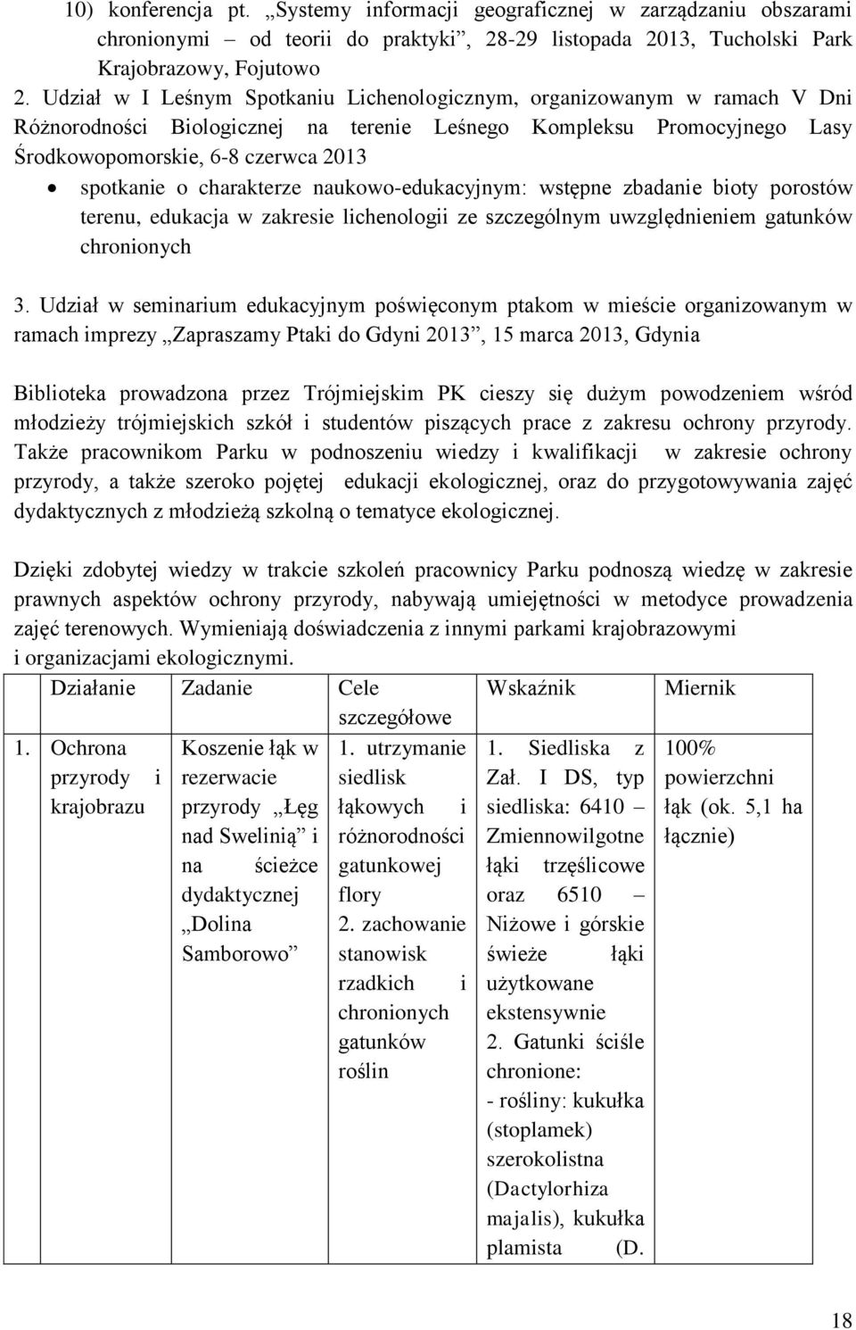 charakterze naukowo-edukacyjnym: wstępne zbadanie bioty porostów terenu, edukacja w zakresie lichenologii ze szczególnym uwzględnieniem gatunków chronionych 3.