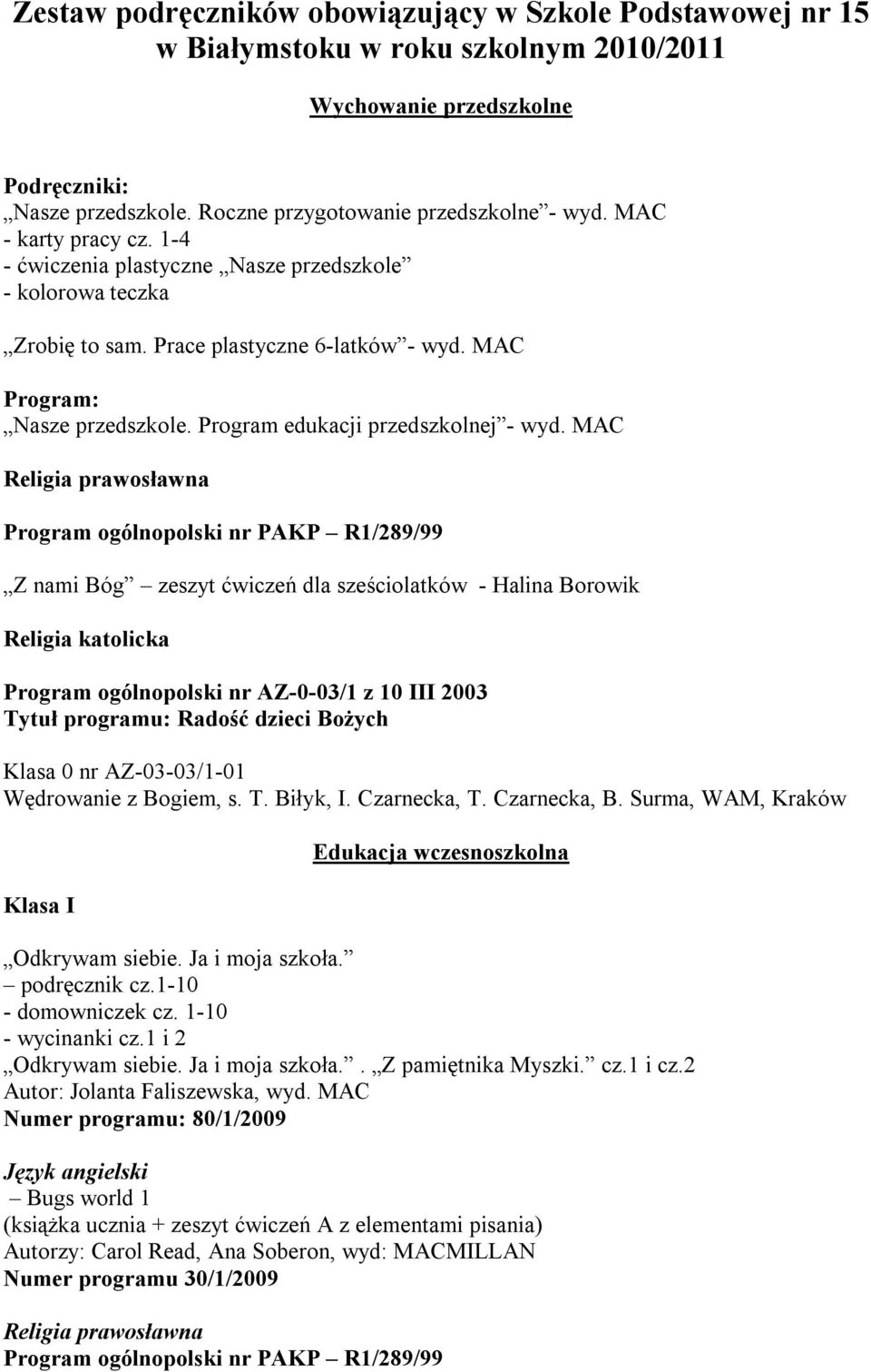 Program edukacji przedszkolnej - wyd.