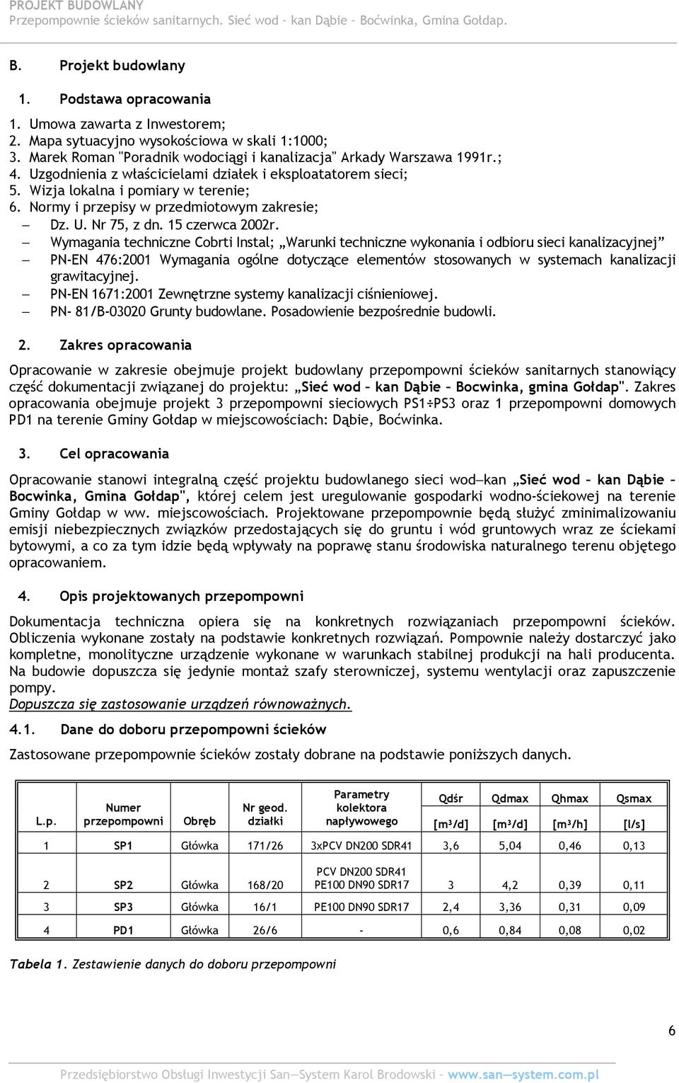 Wymagania techniczne Cbrti Instal; Warunki techniczne wyknania i dbiru sieci kanalizacyjnej PN-EN 476:2001 Wymagania gólne dtyczące elementów stswanych w systemach kanalizacji grawitacyjnej.