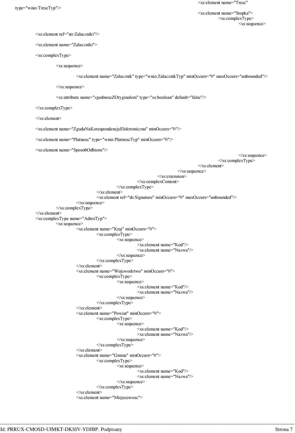 name="platnosc" type="wnio:platnosctyp" minoccurs="0"/> <xs:element name="sposobodbioru"/> </xs:extension> </xs:complexcontent> <xs:element ref="ds:signature" minoccurs="0" maxoccurs="unbounded"/>