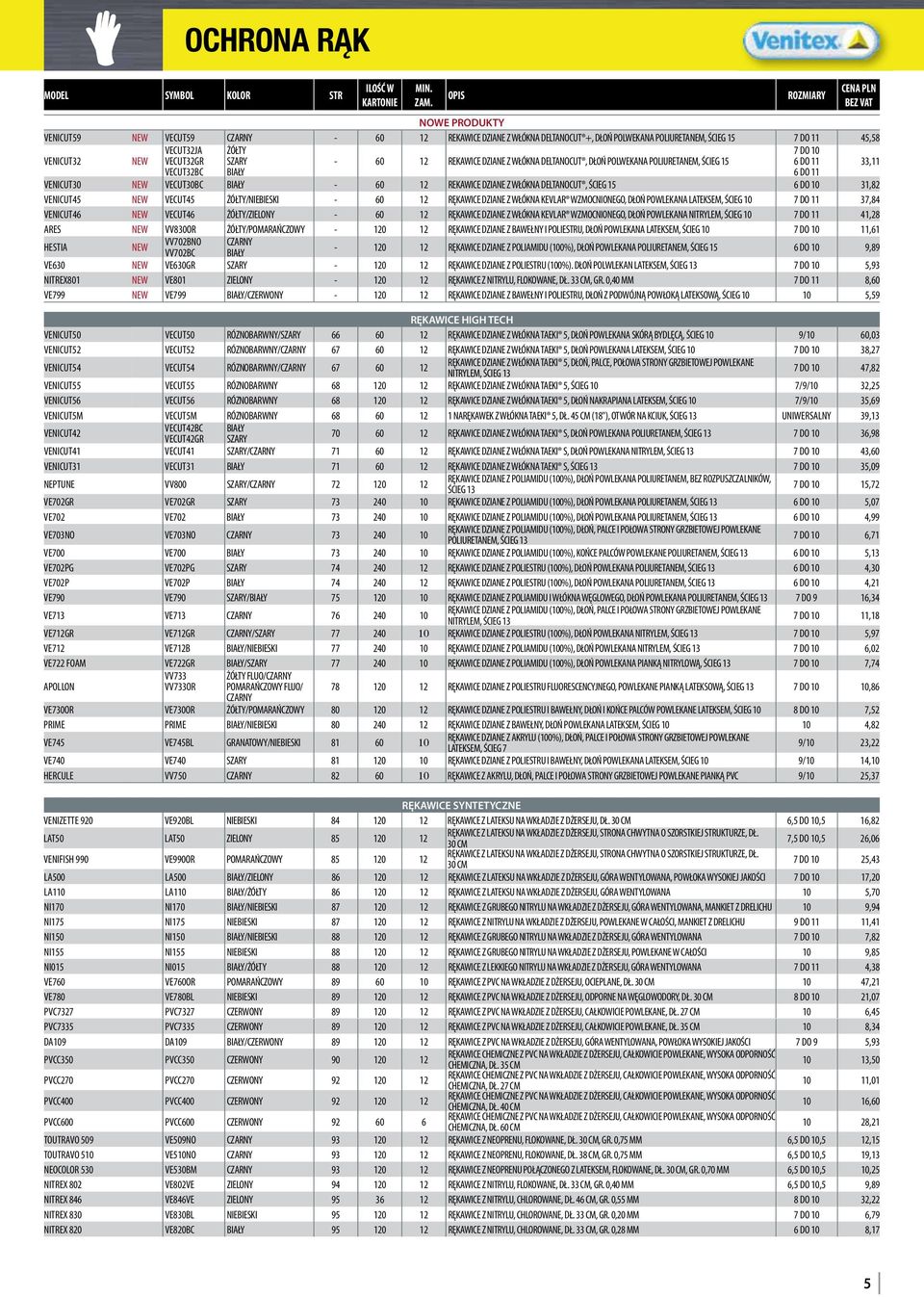 DO 10 31,82 VENICUT45 NEW VECUT45 ŻÓŁTY/NIEBIESKI - 60 12 RĘKAWICE DZIANE Z WŁÓKNA KEVLAR WZMOCNIONEGO, DŁOŃ POWLEKANA LATEKSEM, ŚCIEG 10 7 DO 11 37,84 VENICUT46 NEW VECUT46 ŻÓŁTY/ - 60 12 RĘKAWICE