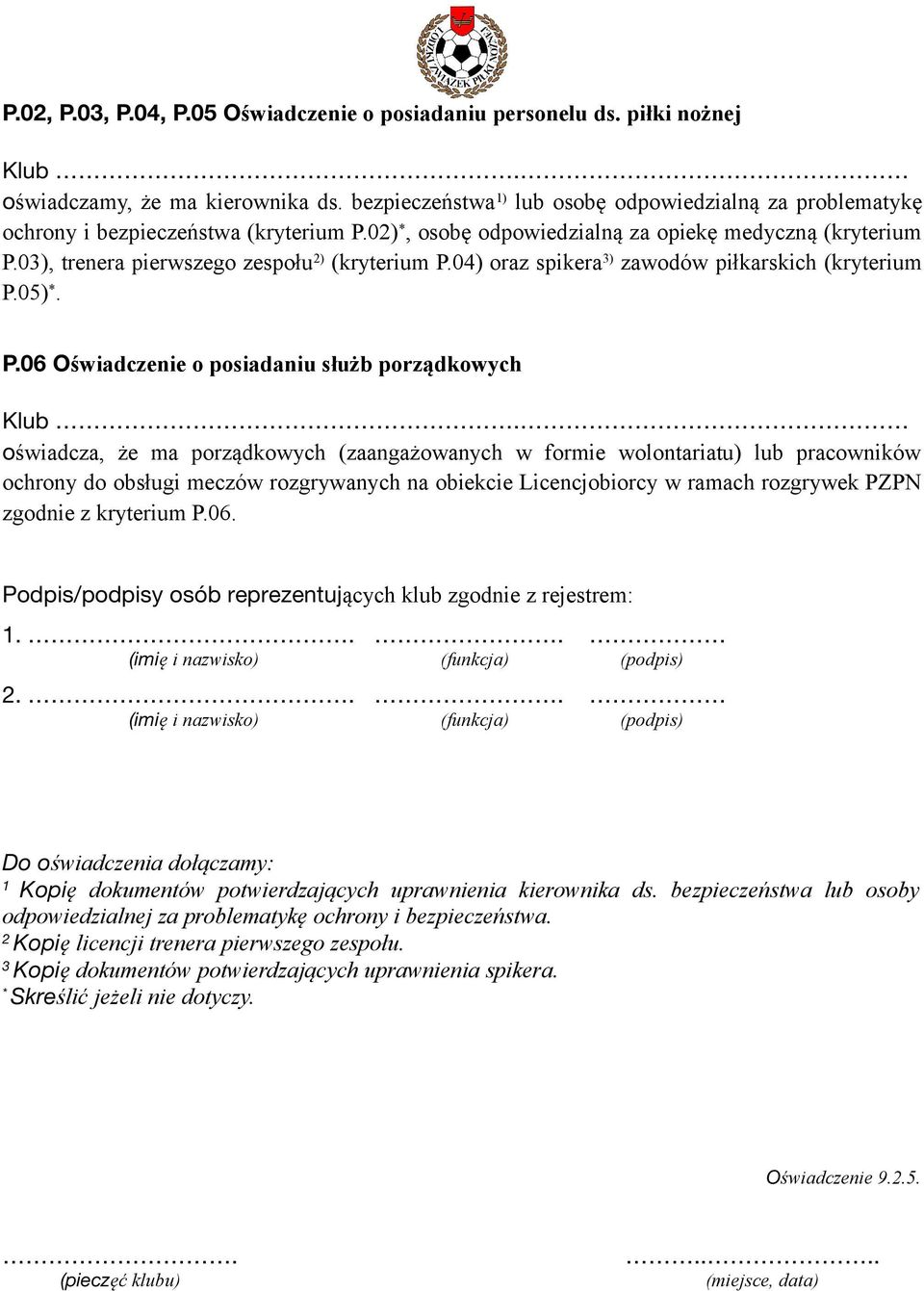 03), trenera pierwszego zespołu 2) (kryterium P.