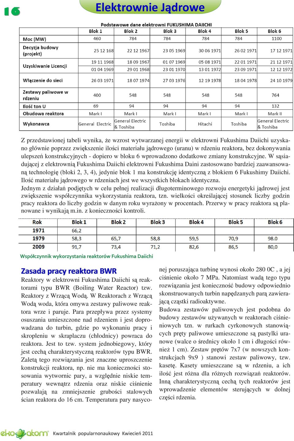 W sąsiadującej z elektrownią Fukushima Daiichi elektrowni Fukushima Daini zastosowano bardziej zaawansowaną technologię (bloki 2, 3, 4), jedynie blok 1 ma konstrukcję identyczną z blokiem 6 Fukushimy