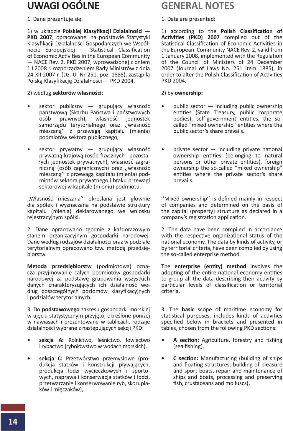 Classification of Economic Activities in the European Community NACE Rev. 2. PKD 2007, wprowadzonej z dniem 1 I 2008 r. rozporządzeniem Rady Ministrów z dnia 24 XII 2007 r. (Dz. U. Nr 251, poz.