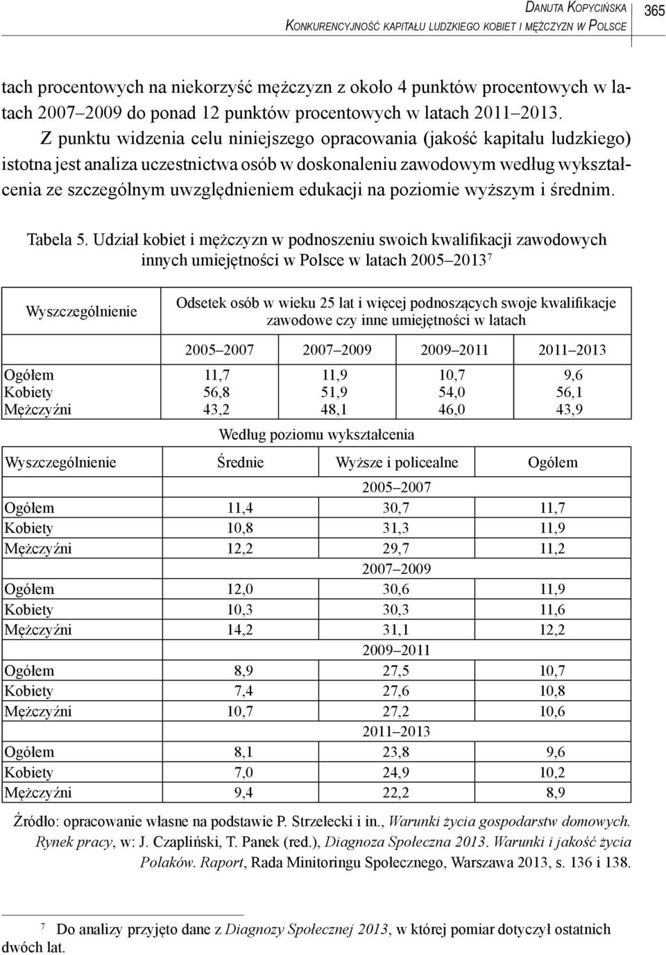 Z punktu widzenia celu niniejszego opracowania (jakość kapitału ludzkiego) istotna jest analiza uczestnictwa osób w doskonaleniu zawodowym według wykształcenia ze szczególnym uwzględnieniem edukacji