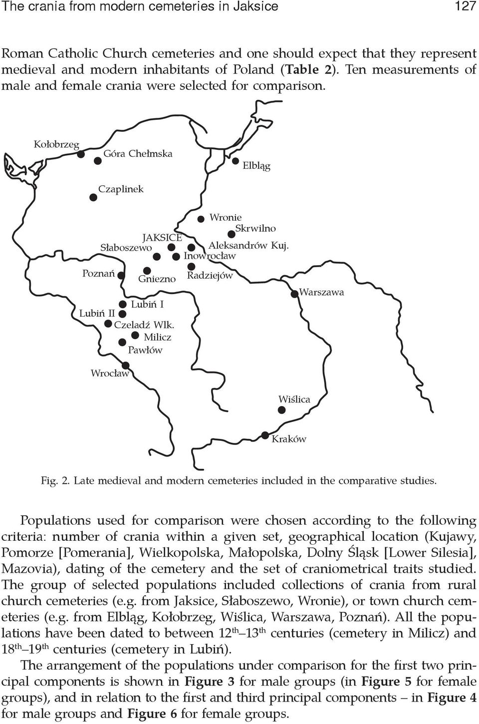 Populations used for comparison were chosen according to the following criteria: number of crania within a given set, geographical location (Kujawy, Pomorze [Pomerania], Wielkopolska, Ma³opolska,