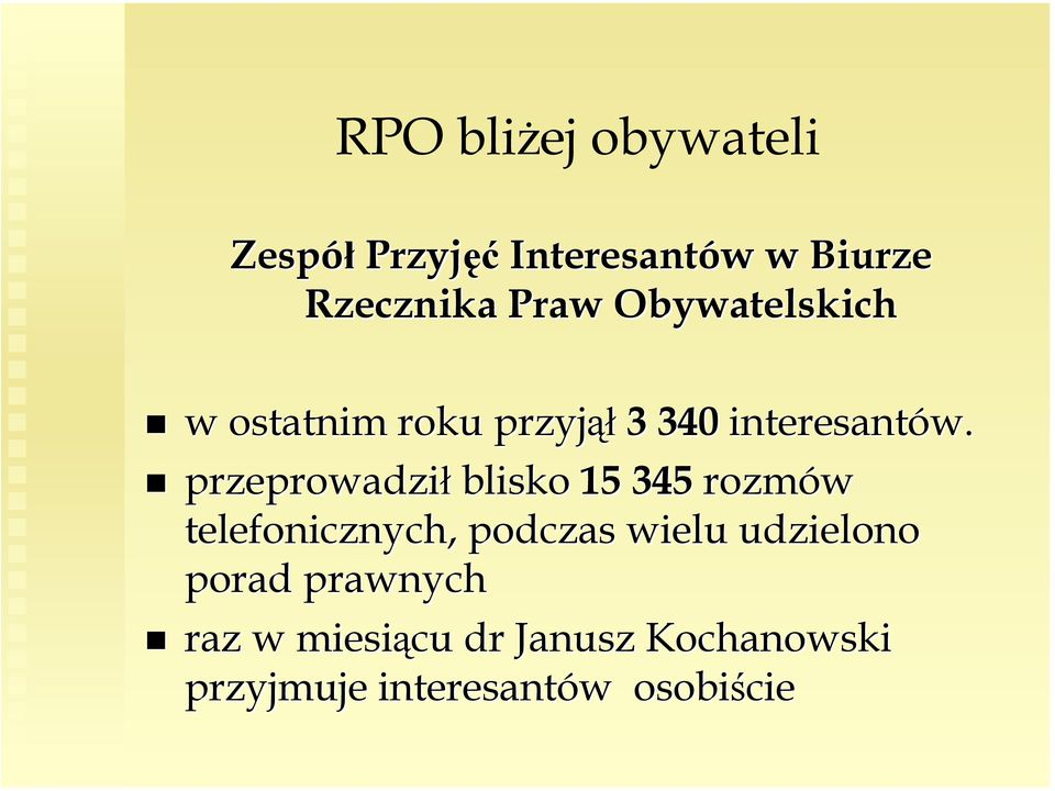 przeprowadził blisko 15 345 rozmów telefonicznych, podczas wielu