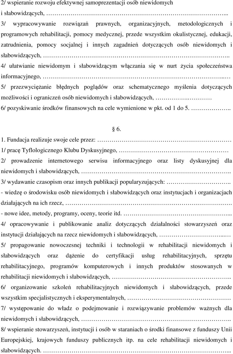 innych zagadnień dotyczących osób niewidomych i słabowidzących,.. 4/ ułatwianie niewidomym i słabowidzącym włączania się w nurt życia społeczeństwa informacyjnego,.