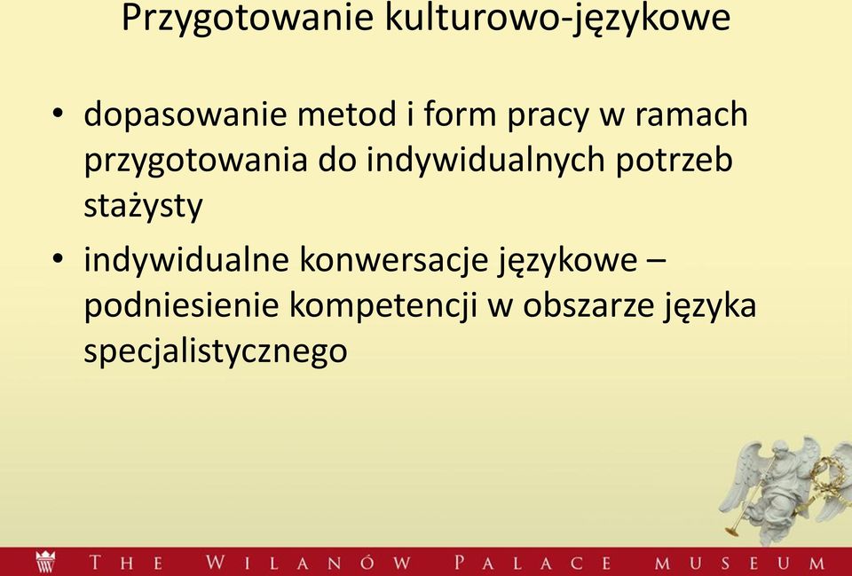 potrzeb stażysty indywidualne konwersacje językowe