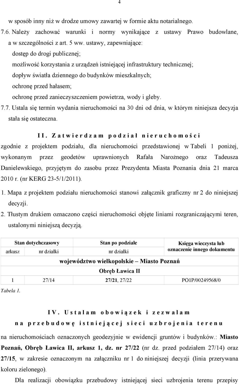 ochronę przed zanieczyszczeniem powietrza, wody i gleby. 7.7. Ustala się termin wydania nieruchomości na 30 dni od dnia, w którym niniejsza decyzja stała się ostateczna. II.