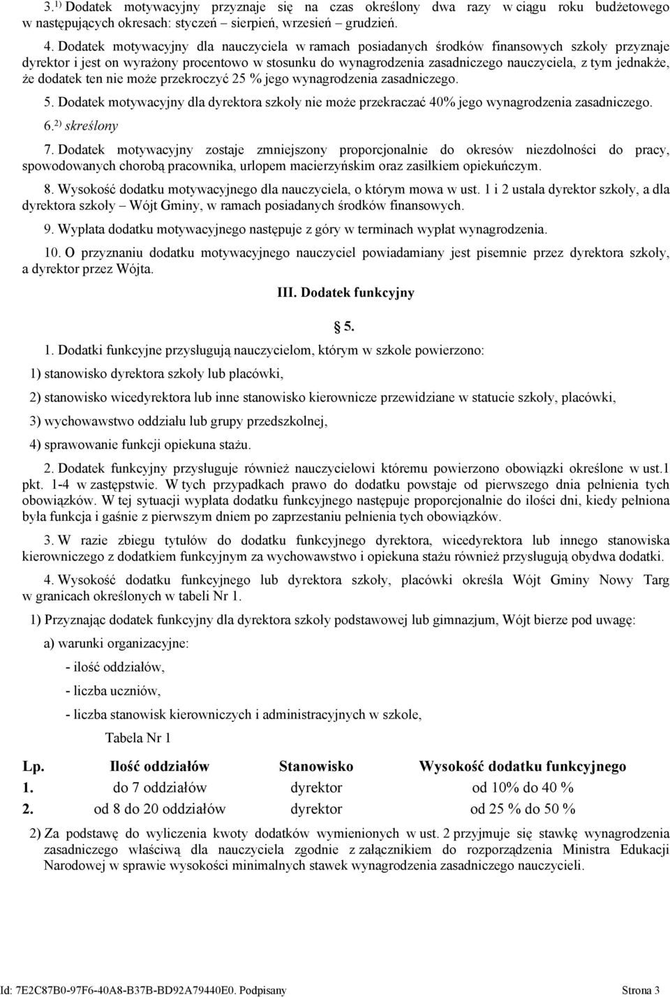 jednakże, że dodatek ten nie może przekroczyć 25 % jego wynagrodzenia zasadniczego. 5. Dodatek motywacyjny dla dyrektora szkoły nie może przekraczać 40% jego wynagrodzenia zasadniczego. 6.