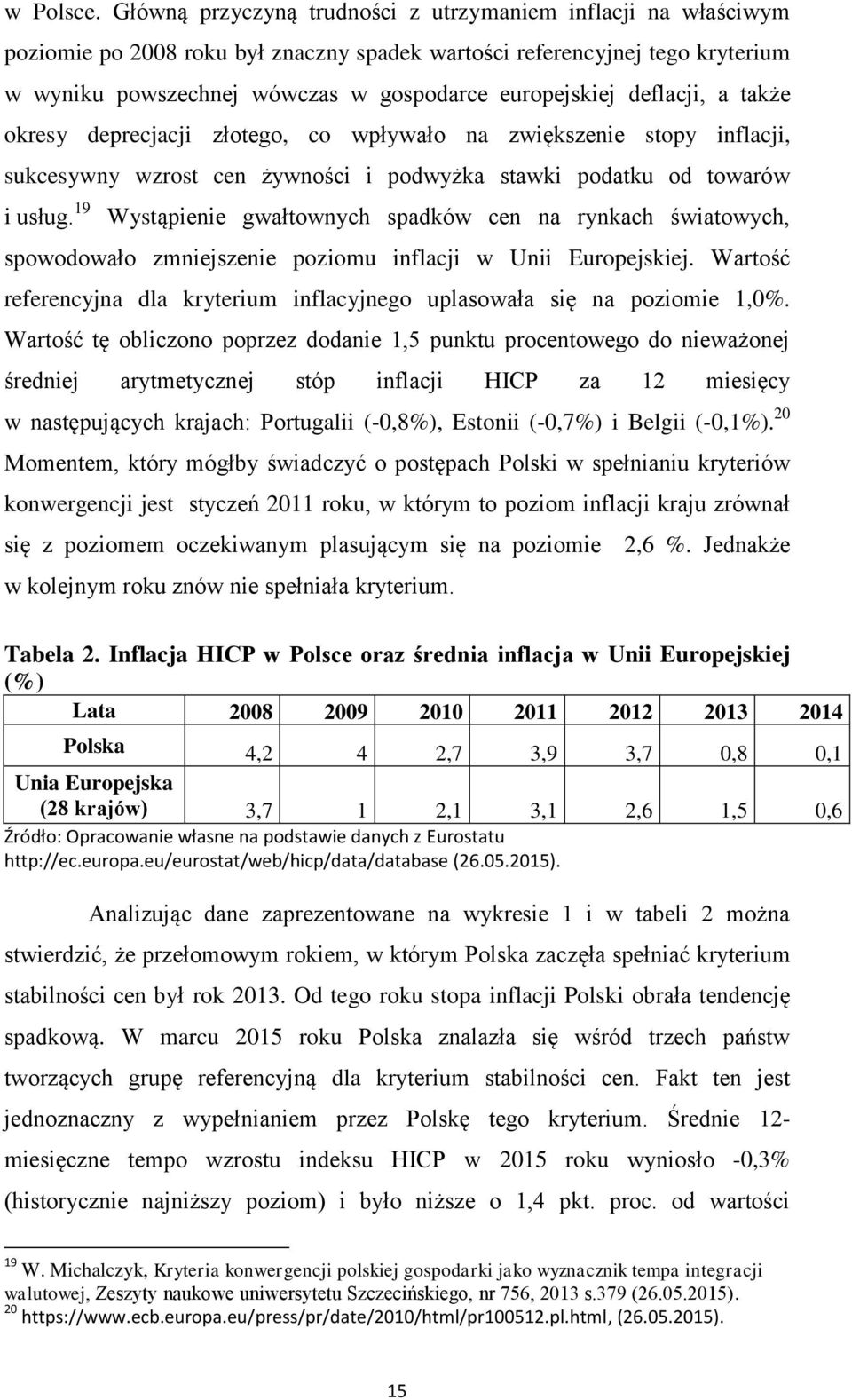 deflacji, a także okresy deprecjacji złotego, co wpływało na zwiększenie stopy inflacji, sukcesywny wzrost cen żywności i podwyżka stawki podatku od towarów i usług.