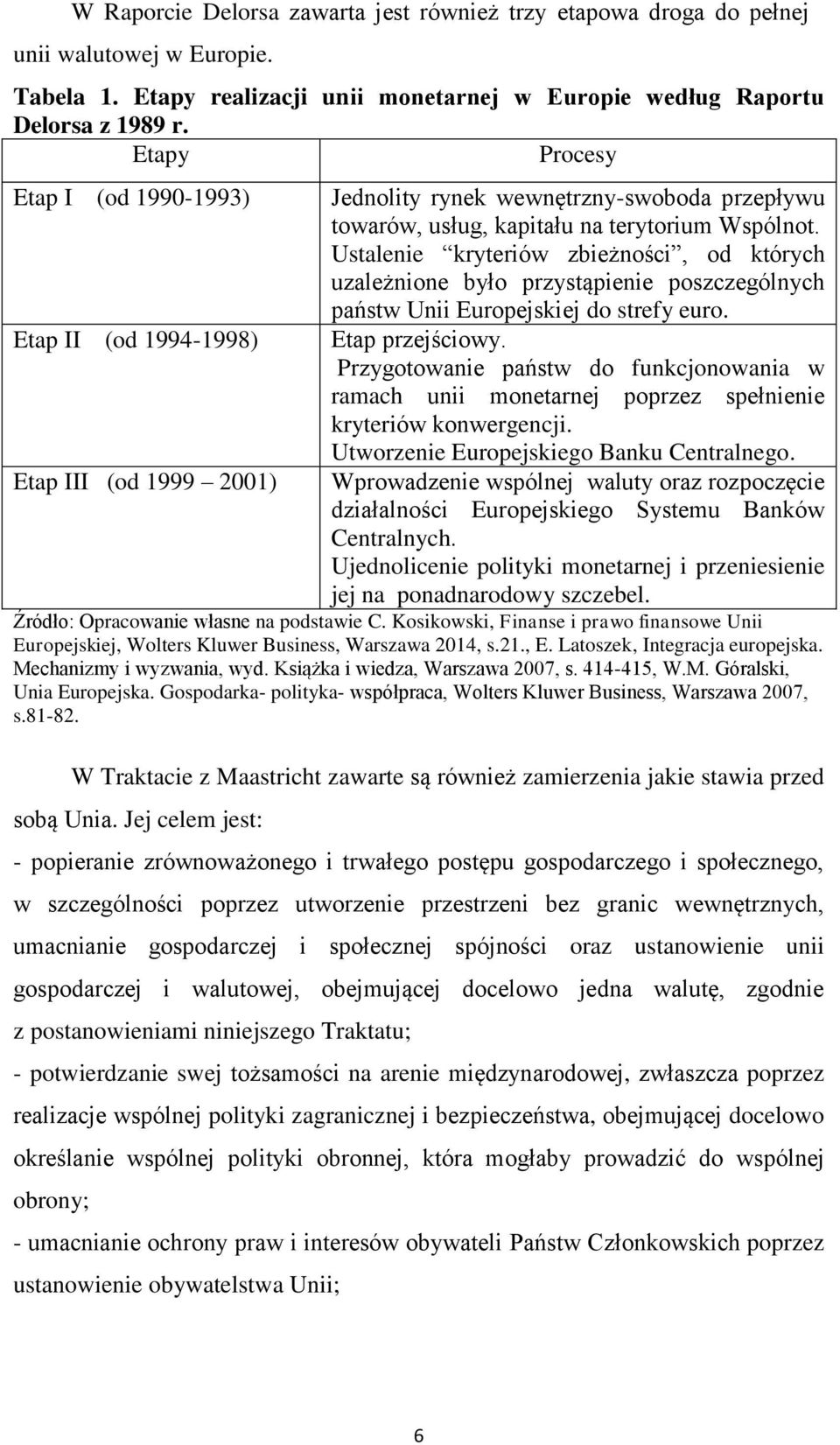 Ustalenie kryteriów zbieżności, od których uzależnione było przystąpienie poszczególnych państw Unii Europejskiej do strefy euro. Etap przejściowy.