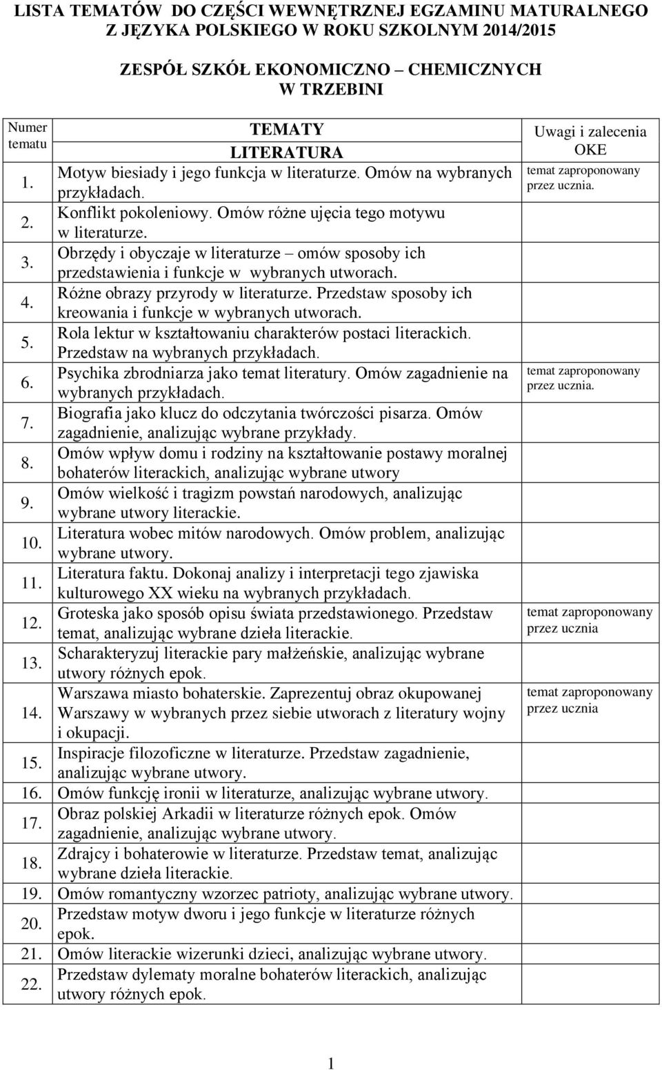 Obrzędy i obyczaje w literaturze omów sposoby ich przedstawienia i funkcje w wybranych utworach. 4. Różne obrazy przyrody w literaturze. Przedstaw sposoby ich kreowania i funkcje w wybranych utworach.
