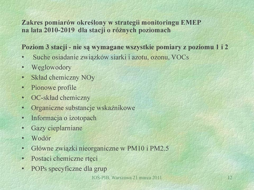 chemiczny NOy Pionowe profile OC-skład chemiczny Organiczne substancje wskaźnikowe Informacja o izotopach Gazy cieplarniane