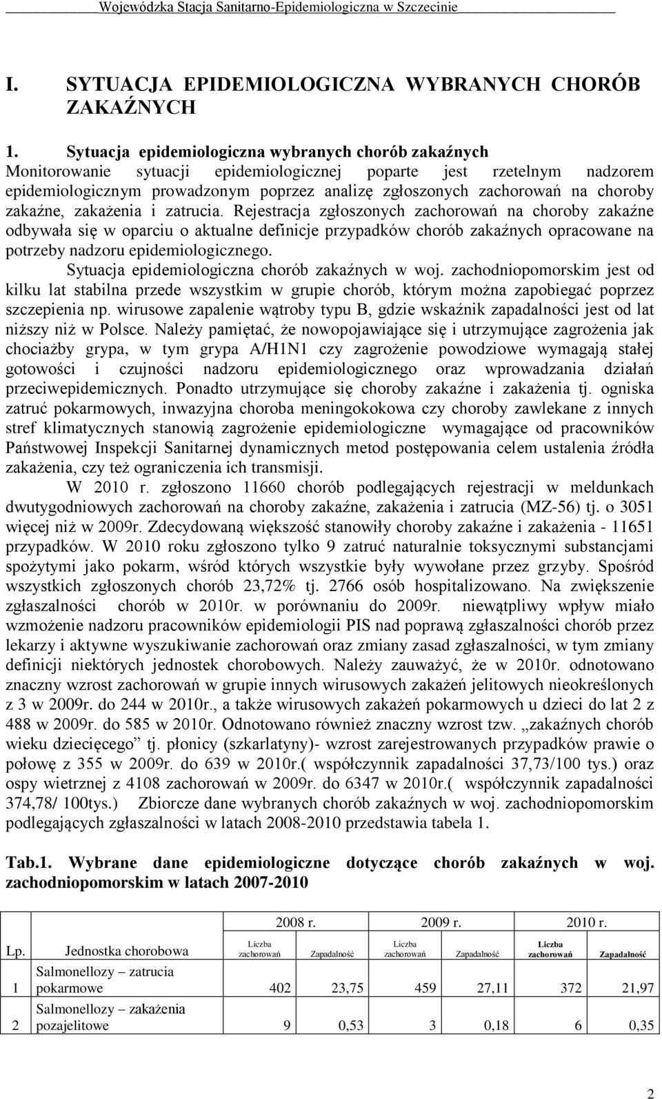 zakaźne, zakażenia i zatrucia. Rejestracja zgłoszonych na choroby zakaźne odbywała się w oparciu o aktualne definicje przypadków chorób zakaźnych opracowane na potrzeby nadzoru epidemiologicznego.