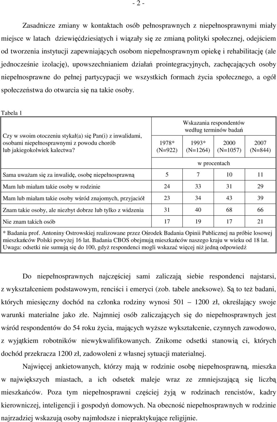 wszystkich formach życia społecznego, a ogół społeczeństwa do otwarcia się na takie osoby.