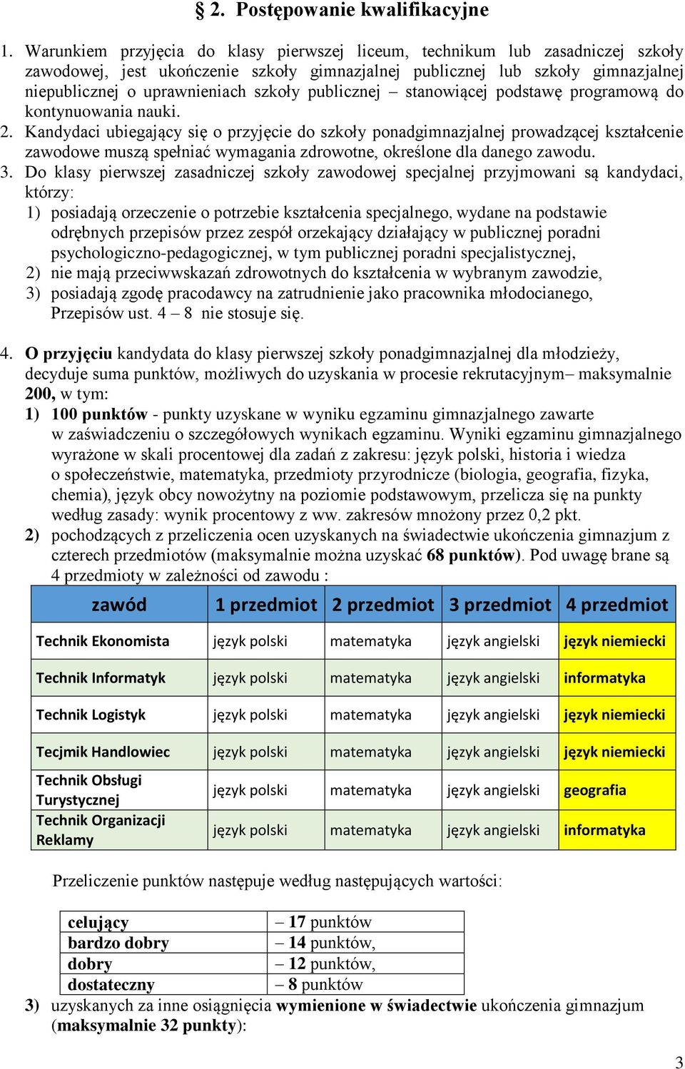 publicznej stanowiącej podstawę programową do kontynuowania nauki. 2.