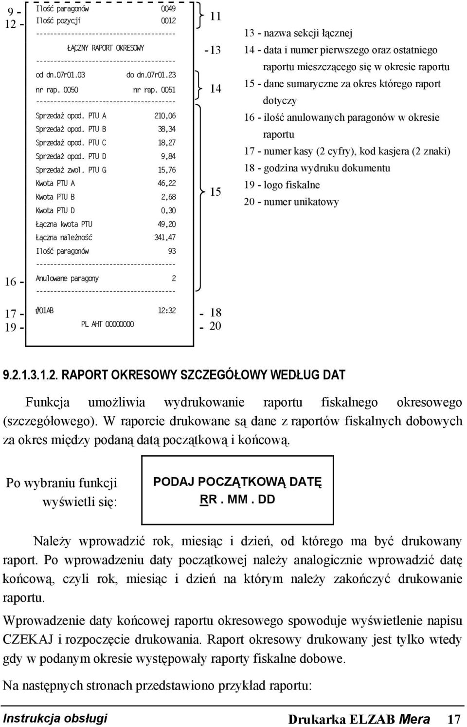 PTU G 15,76 Kwota PTU A 46,22 Kwota PTU B 2,68 15 Kwota PTU D 0,30 Łączna kwota PTU 49,20 Łączna należność 341,47 Ilość paragonów 93 16 - Anulowane paragony 2 17 - #01AB 12:32-18 19 - PL AHT