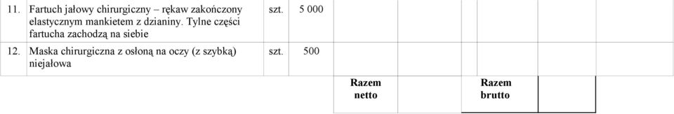 Tylne części fartucha zachodzą na siebie 12.