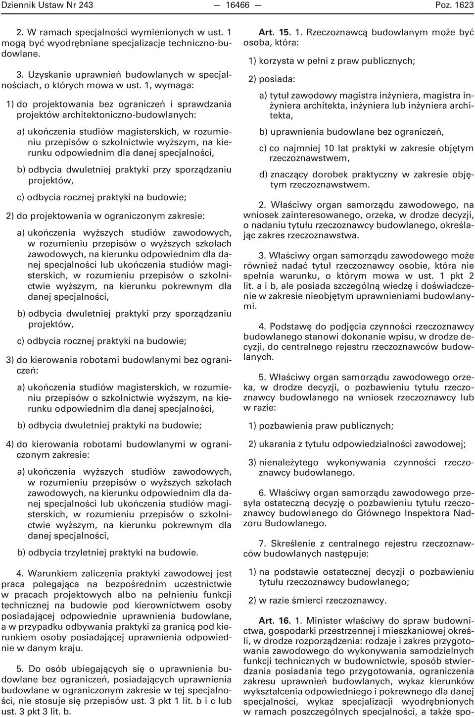 1, wymaga: 1) do projektowania bez ograniczeń i sprawdzania projektów architektoniczno-budowlanych: a) ukończenia studiów magisterskich, w rozumieniu przepisów o szkolnictwie wyższym, na kierunku