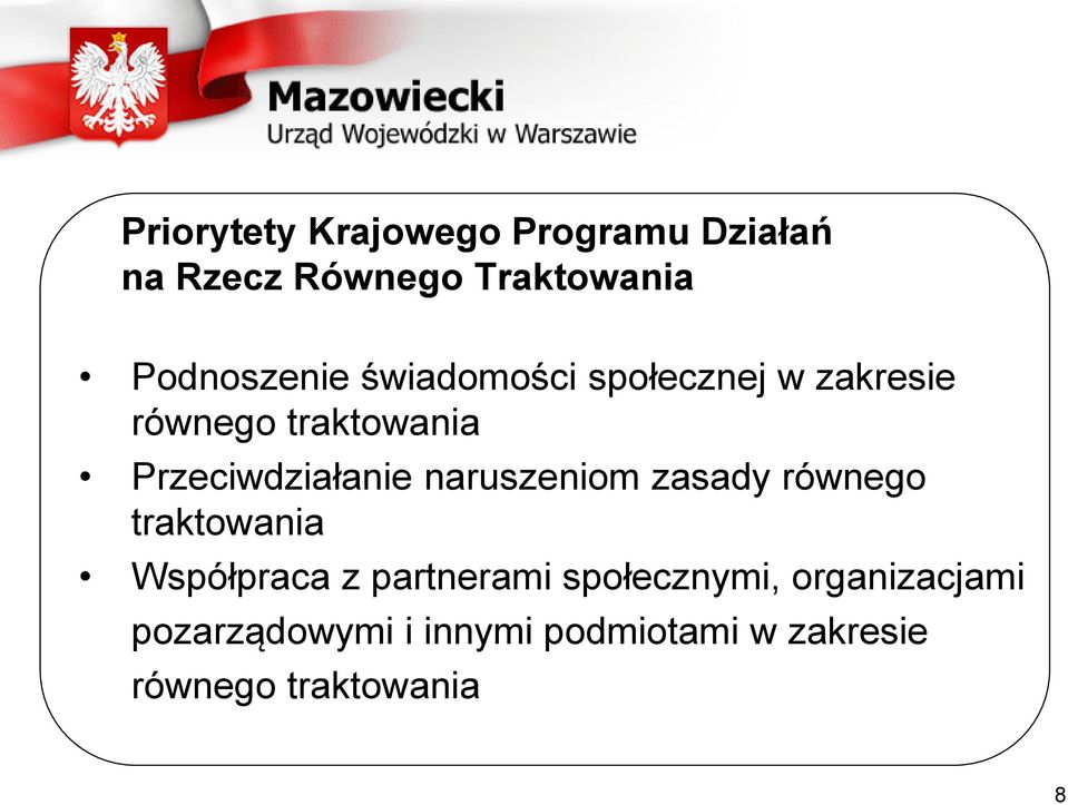 Przeciwdziałanie naruszeniom zasady równego traktowania Współpraca z