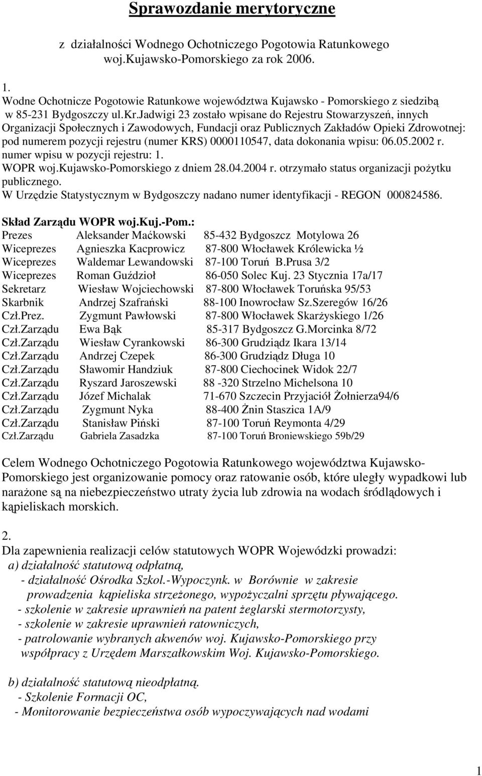 jadwigi 23 zostało wpisane do Rejestru Stowarzyszeń, innych Organizacji Społecznych i Zawodowych, Fundacji oraz Publicznych Zakładów Opieki Zdrowotnej: pod numerem pozycji rejestru (numer KRS)