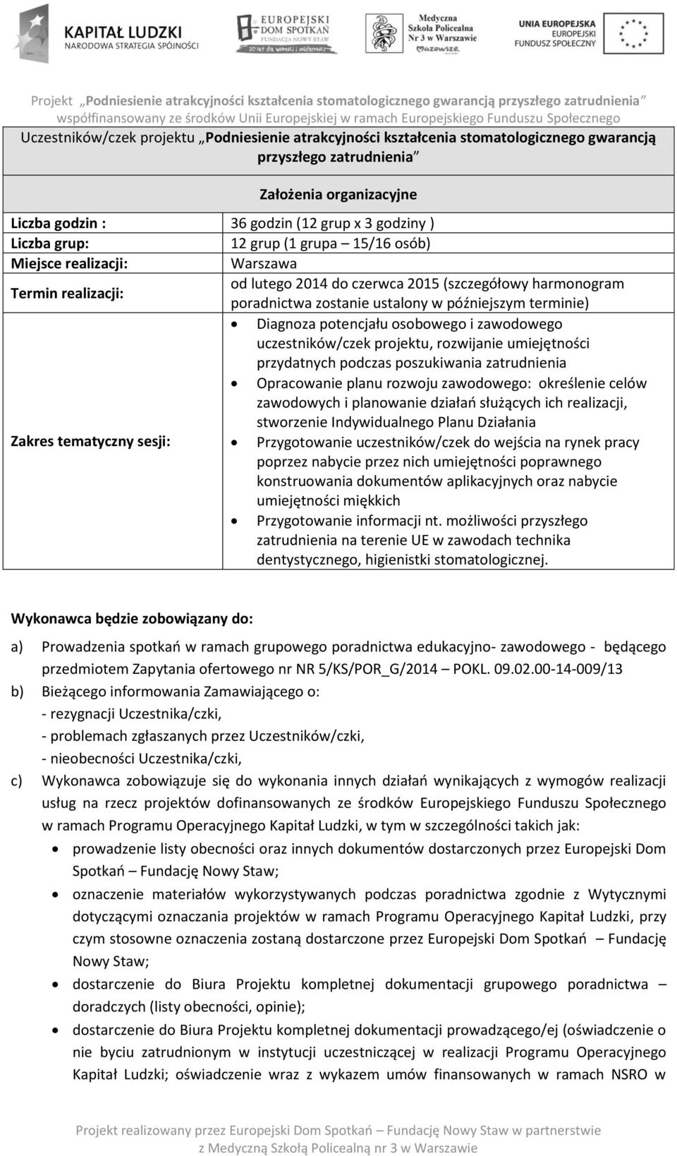 Diagnoza potencjału osobowego i zawodowego uczestników/czek projektu, rozwijanie umiejętności przydatnych podczas poszukiwania zatrudnienia Opracowanie planu rozwoju zawodowego: określenie celów