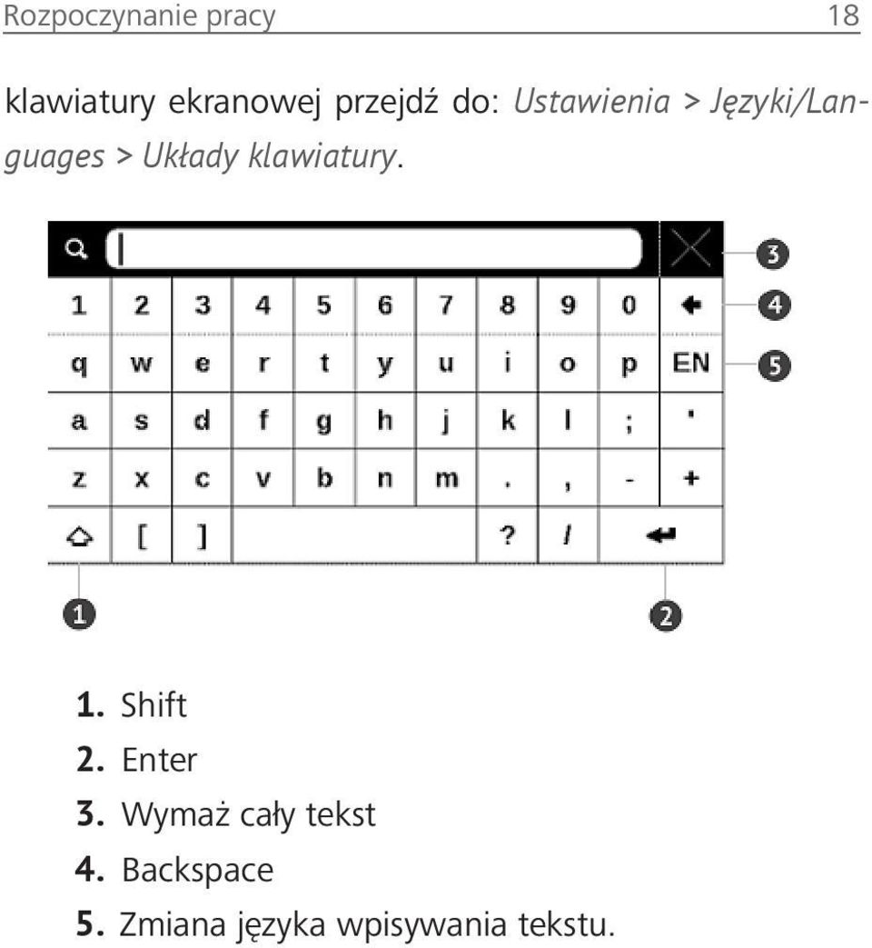 Układy klawiatury. 1. Shift 2. Enter 3.