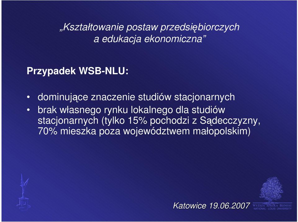 studiów stacjonarnych (tylko 15% pochodzi z