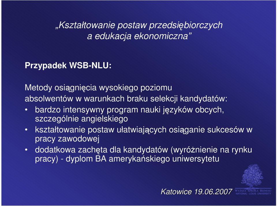 angielskiego kształtowanie postaw ułatwiających osiąganie sukcesów w pracy zawodowej