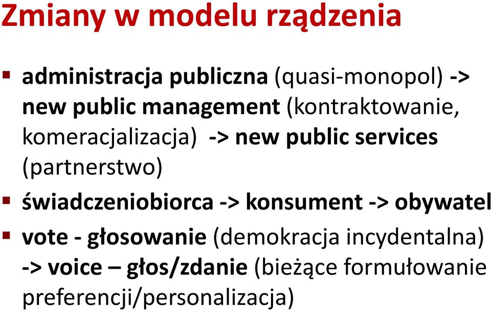 (partnerstwo) świadczeniobiorca -> konsument -> obywatel vote-głosowanie