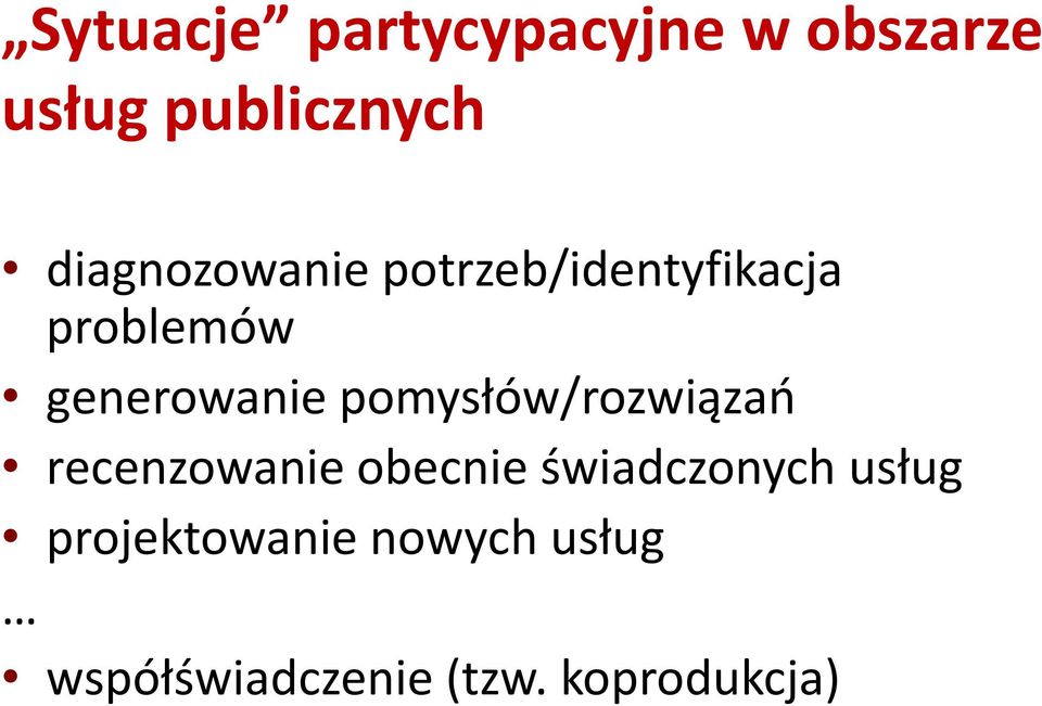 pomysłów/rozwiązań recenzowanie obecnie świadczonych